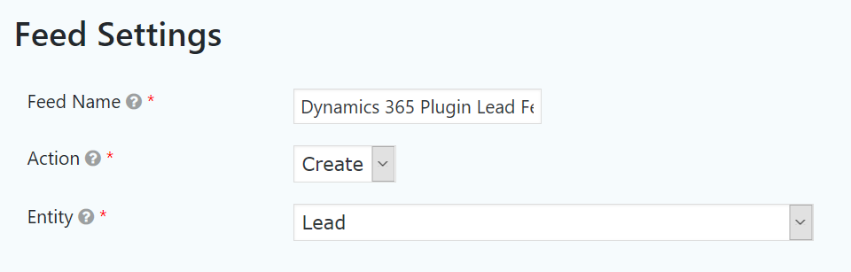 Dynamics 365 Integration settings for a Gravity Forms form