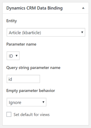 Data binding settings