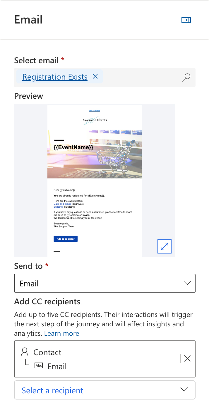 Create Journey Registration Exists. Email