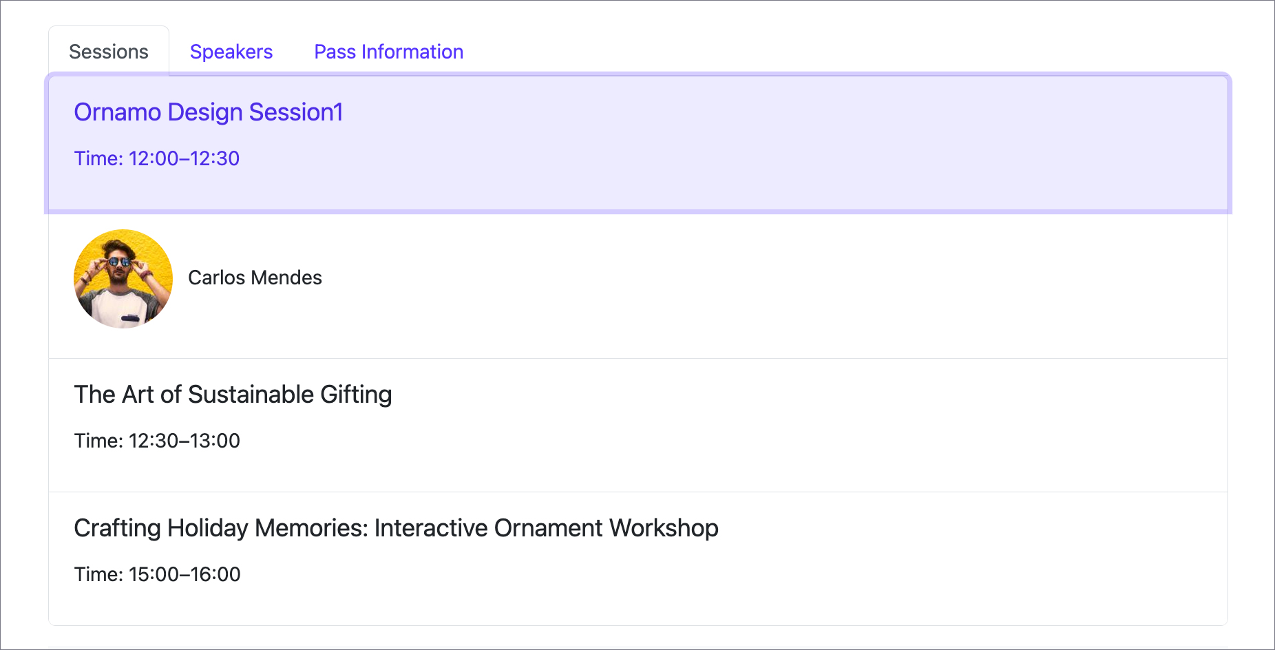 Events' Sessions