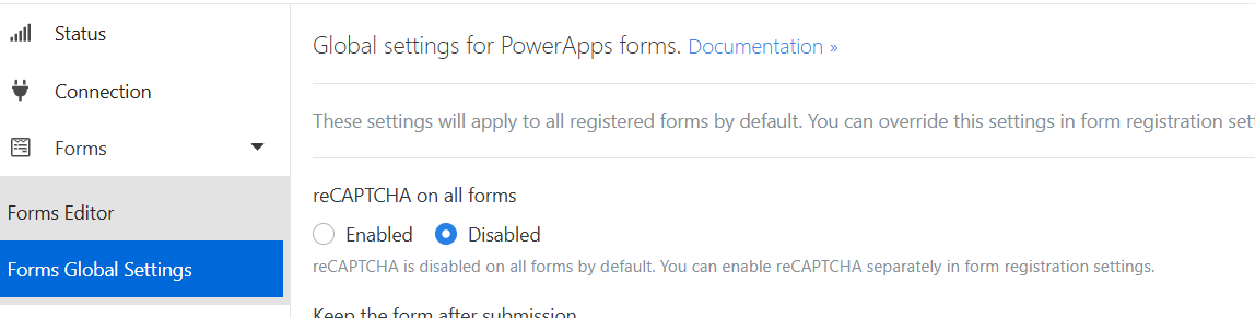 Add recaptcha global settings