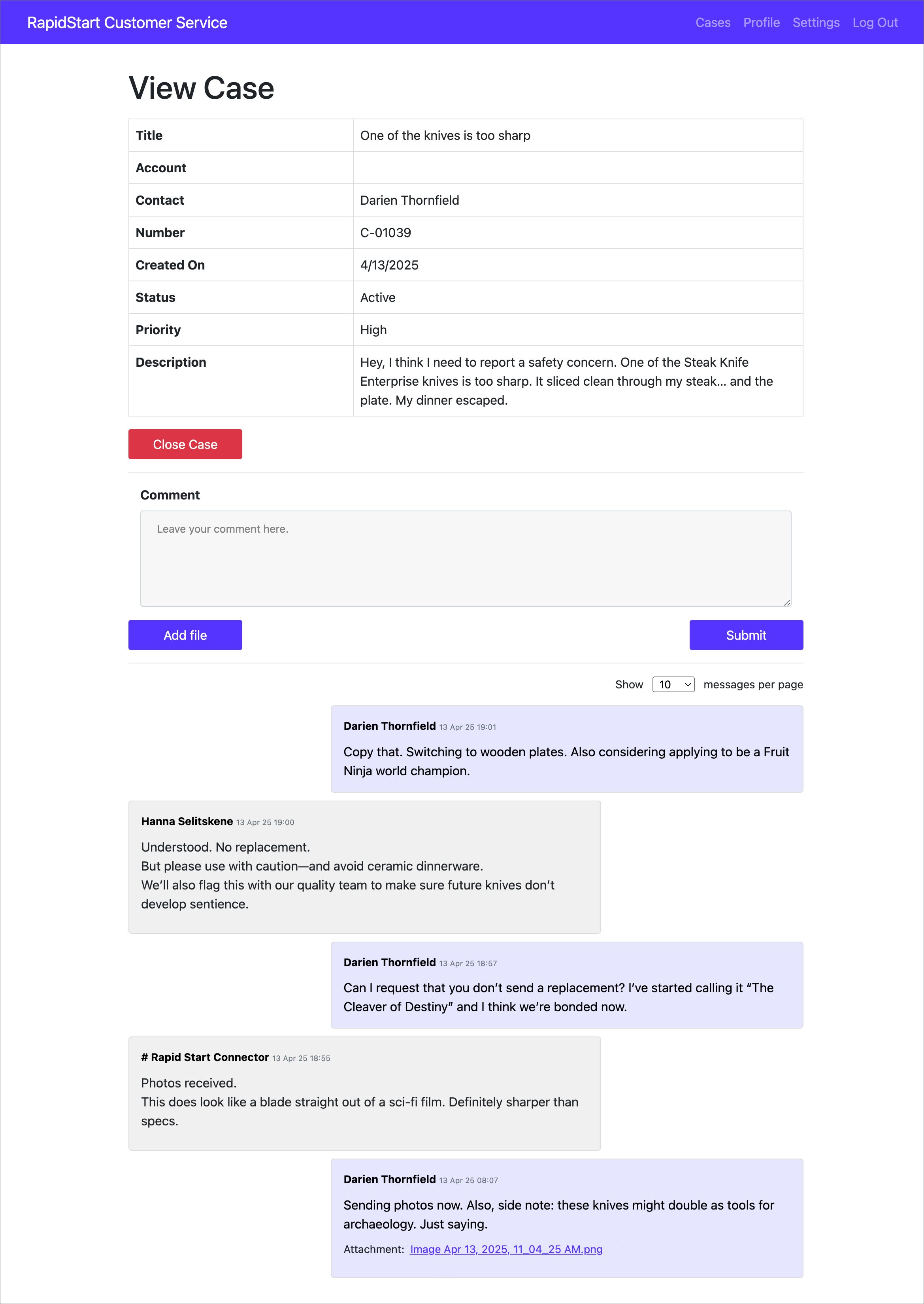 Case Details Page